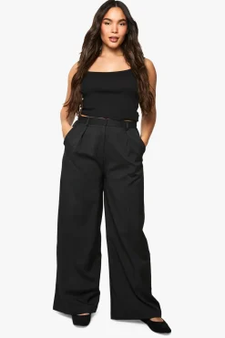 Pantalon Large Plissé À Jambes Évasées Et Coupe Tailleur Extrême
