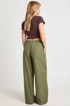 Pantalon Large Plissé Tissé Ajusté Petite