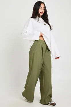 Pantalon Large Plissé Tissé À Coupe Ajustée