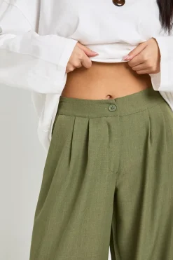 Pantalon Large Plissé Tissé À Coupe Ajustée