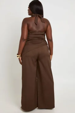boohoo Pantalon Large Plissé Tissé Grande Taille<Femme Pantalons|Looks Chocolat