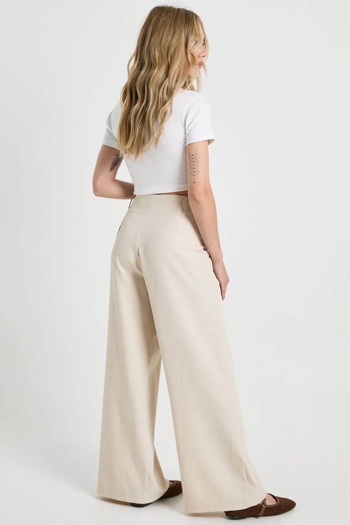 Pantalon Large Plissé Tissé Petite