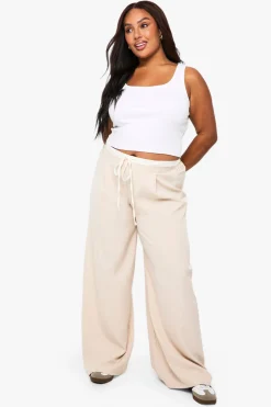 boohoo Pantalon Large Plus à Bande Contrastante Tissée<Femme Pantalons