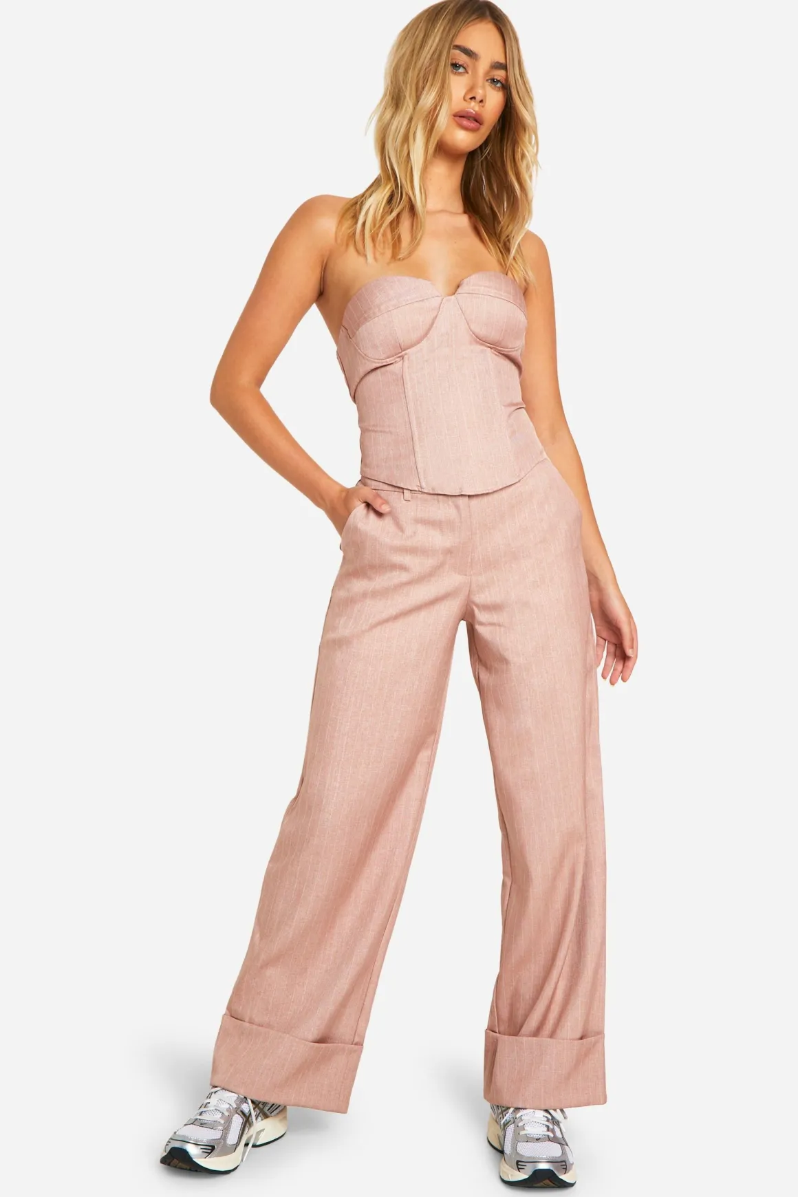Pantalon large premium à rayures fines