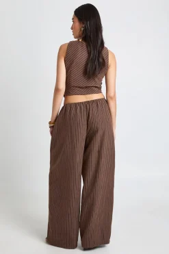 Pantalon Large à Rayures