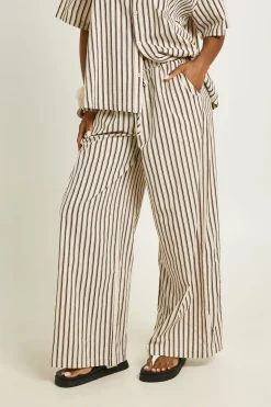 Pantalon Large À Rayures