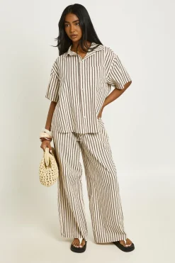 Pantalon Large À Rayures