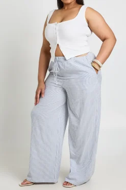 boohoo Pantalon Large À Rayures Avec Cordon De Serrage Grande Taille<Femme Pantalons