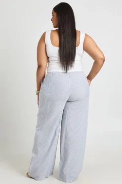 boohoo Pantalon Large À Rayures Avec Cordon De Serrage Grande Taille<Femme Pantalons