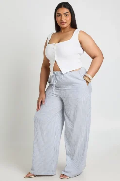 boohoo Pantalon Large À Rayures Avec Cordon De Serrage Grande Taille<Femme Pantalons