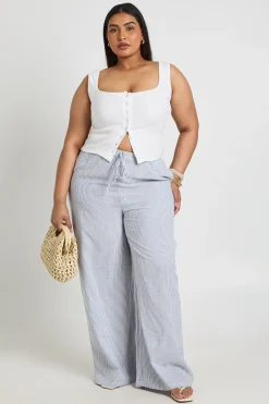 boohoo Pantalon Large À Rayures Avec Cordon De Serrage Grande Taille<Femme Pantalons