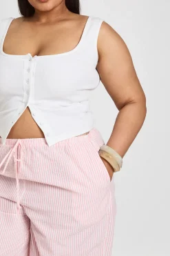 Pantalon Large À Rayures Avec Cordon De Serrage Grande Taille