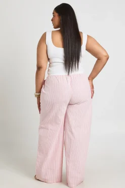 Pantalon Large À Rayures Avec Cordon De Serrage Grande Taille
