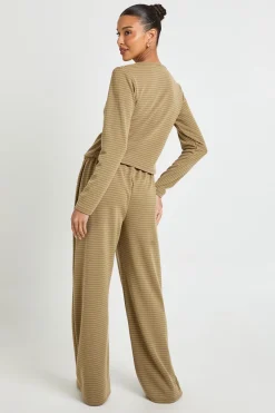 Pantalon Large à Rayures avec Ceinture Minimaliste