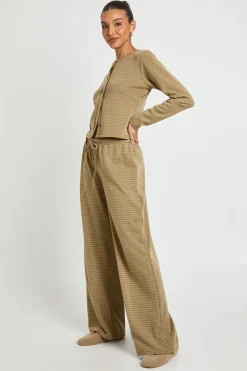 Pantalon Large à Rayures avec Ceinture Minimaliste
