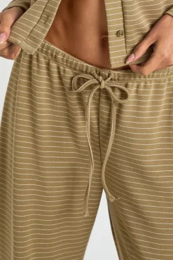 Pantalon Large à Rayures avec Ceinture Minimaliste