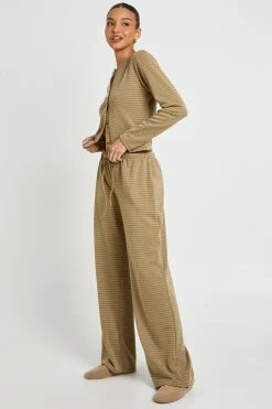 Pantalon Large à Rayures avec Ceinture Minimaliste