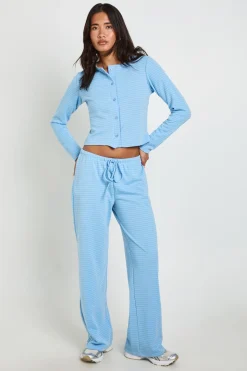 Pantalon Large À Rayures Avec Ceinture Minimaliste