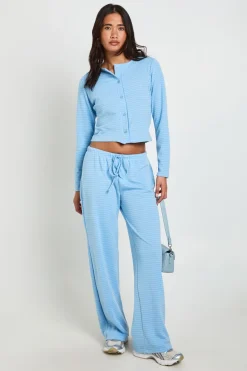 Pantalon Large À Rayures Avec Ceinture Minimaliste