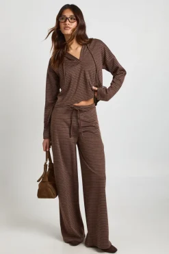 Pantalon Large À Rayures Avec Cordon De Serrage