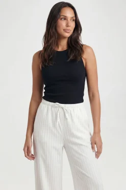 Pantalon Large À Rayures Avec Cordon De Serrage Petite