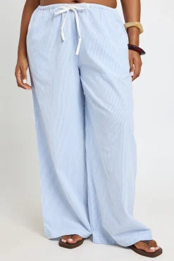 Pantalon Large À Rayures Avec Cordon De Serrage Contrasté Grande Taille