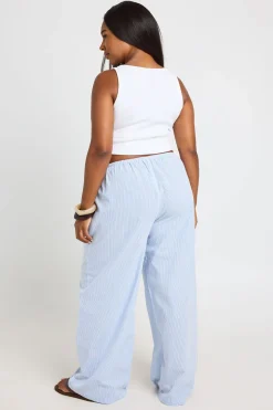 Pantalon Large À Rayures Avec Cordon De Serrage Contrasté Grande Taille