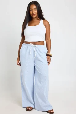 Pantalon Large À Rayures Avec Cordon De Serrage Contrasté Grande Taille