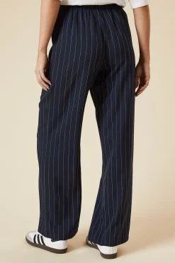 Pantalon Large à Rayures avec Taille Élastique