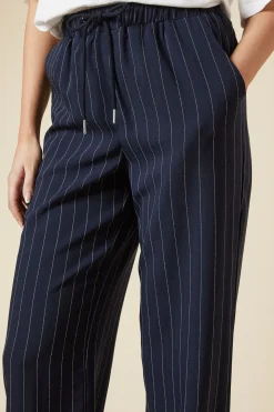Pantalon Large à Rayures avec Taille Élastique