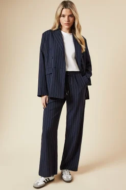Pantalon Large à Rayures avec Taille Élastique