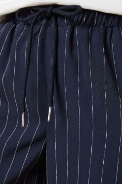 Pantalon Large à Rayures avec Taille Élastique