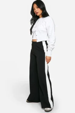 Pantalon Large À Rayures Contrastées Petite