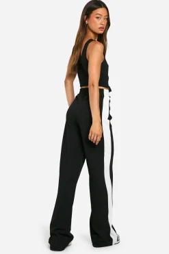 Pantalon Large À Rayures Contrastées Pour Grandes Tailles