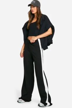 Pantalon Large À Rayures Contrastées Pour Grandes Tailles