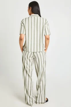 Pantalon Large À Rayures En Lin Premium Pour Grandes Tailles