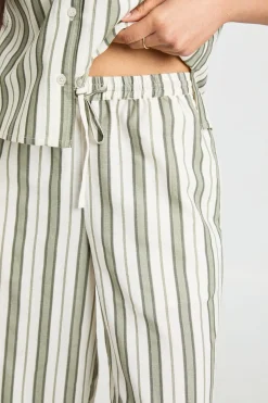 Pantalon Large À Rayures En Lin Premium Pour Grandes Tailles