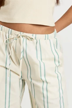 Pantalon Large À Rayures En Popeline