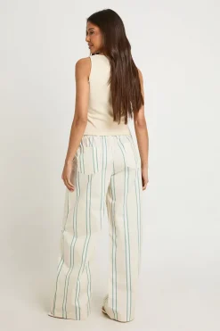 Pantalon Large À Rayures En Popeline
