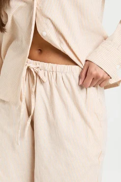 Pantalon Large À Rayures En Popeline De Coton