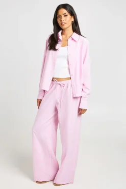 Pantalon Large À Rayures En Popeline De Coton