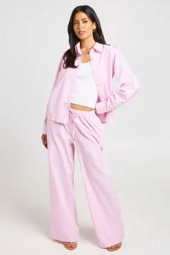 Pantalon Large À Rayures En Popeline De Coton