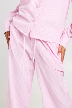 Pantalon Large À Rayures En Popeline De Coton