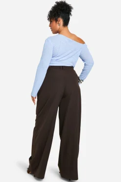 Pantalon Large À Rayures Fines Avec Cordon De Serrage Grande Taille