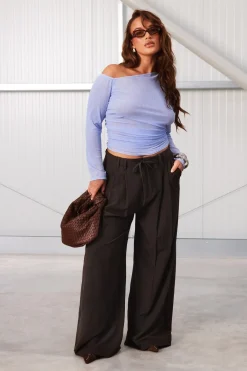 Pantalon Large À Rayures Fines Avec Cordon De Serrage Grande Taille