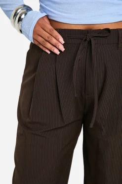 Pantalon Large À Rayures Fines Avec Cordon De Serrage Grande Taille