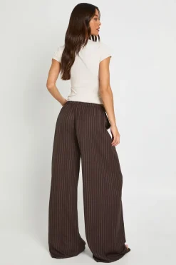 Pantalon Large À Rayures Fines Avec Cordon De Serrage Tall