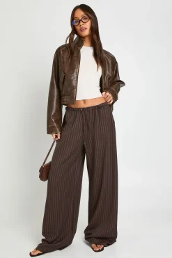 Pantalon Large À Rayures Fines Avec Cordon De Serrage Tall