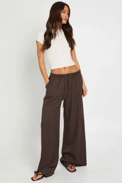 Pantalon Large À Rayures Fines Avec Cordon De Serrage Tall