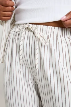 Pantalon Large À Rayures Grande Taille